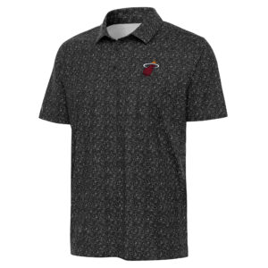 Men's Antigua Black Miami Heat Figment Polo