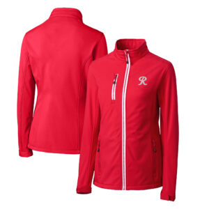 Women's Cutter & Buck  Red Tacoma Rainiers Clique Telemark Eco Stretch Softshell Full-Zip Jacket