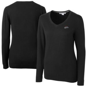 Women's Cutter & Buck  Black Rocket City Trash Pandas Lakemont Tri-Blend V-Neck Pullover Sweater