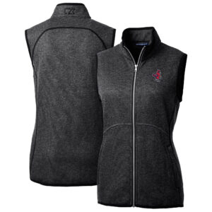 Women's Cutter & Buck  Heather Charcoal Memphis Redbirds Mainsail Sweater Knit Full-Zip Vest
