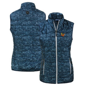 Women's Cutter & Buck Navy Las Vegas Aviators Rainier PrimaLoft Eco Insulated Printed Full-Zip Puffer Vest