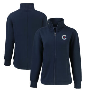Women's Cutter & Buck Navy Chicago Cubs City Connect Roam Eco Recycled Full-Zip Jacket