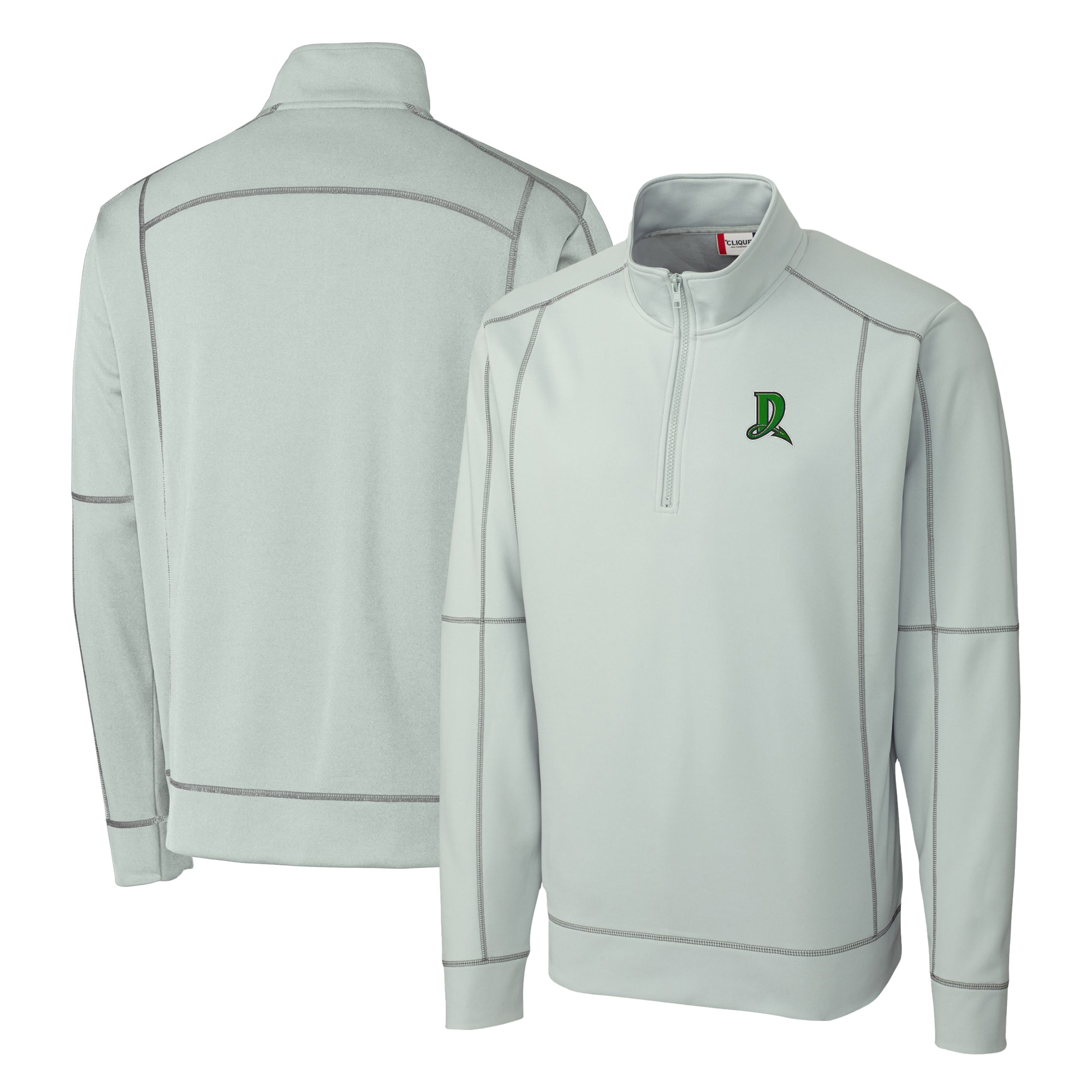 Men's Cutter & Buck Gray Dayton Dragons Clique Helsa Performance Half-Zip Knit Pullover