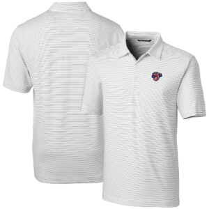 Men's Cutter & Buck  White Jacksonville Jumbo Shrimp Forge Pencil Stripe Stretch DryTec Polo