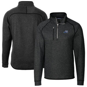 Men's Cutter & Buck Heather Charcoal West Michigan Whitecaps Mainsail Sweater-Knit Half-Zip Pullover Jacket