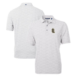 Men's Cutter & Buck Gray Salt Lake Bees Virtue Eco Pique Botanical Print Recycled Polo