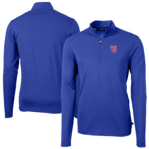 Men's Cutter & Buck Blue Tennessee Smokies Virtue Eco Pique Recycled Quarter-Zip Pullover Top