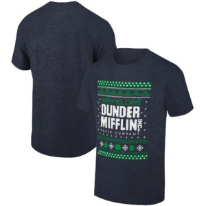 Men's Ripple Junction Heather Navy The Office Faux Sweater Holiday Graphic T-Shirt