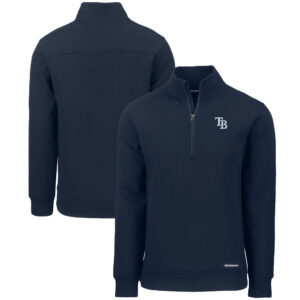 Men's Cutter & Buck  Navy Tampa Bay Rays Roam Eco Recycled Quarter-Zip Pullover