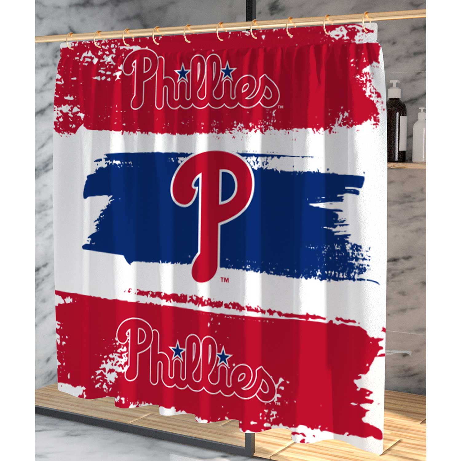 Pegasus Philadelphia Phillies Shower Curtain & Bath Mat Set - Image 4