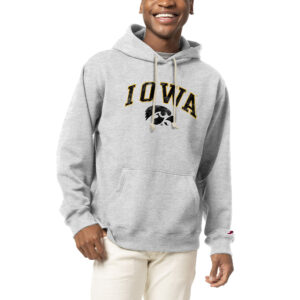 Men's League Collegiate Wear  Heather Gray Iowa Hawkeyes Arch Over Logo Essentials Pullover Hoodie