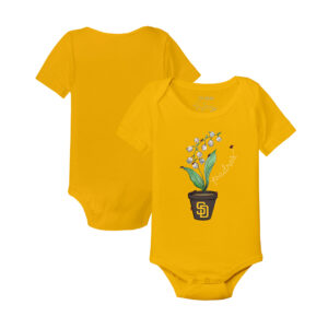 Infant Tiny Turnip Gold San Diego Padres Lilies & Ladybugs Bodysuit