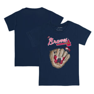 Youth Tiny Turnip Navy Atlanta Braves Butterfly Glove T-Shirt