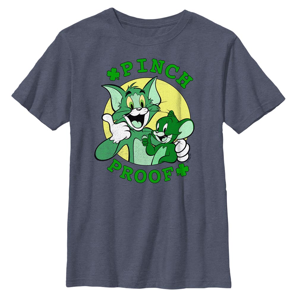 Youth Mad Engine Heather Navy Tom and Jerry Pinch Proof St. Paddy's Day Graphic T-Shirt