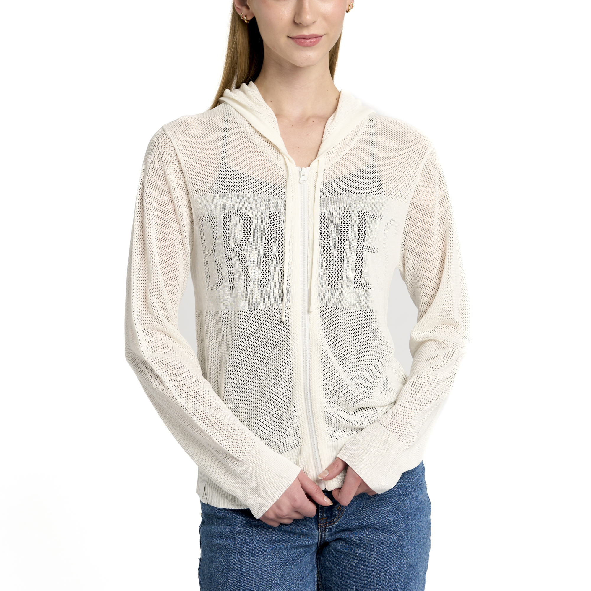 Women's Lusso Cream Atlanta Braves Summer Mesh Full-Zip Jacket - Image 2