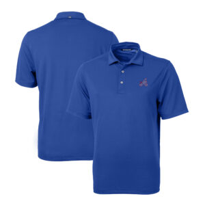 Men's Cutter & Buck Blue Atlanta Braves City Connect Virtue Eco Pique Recycled Big & Tall Polo