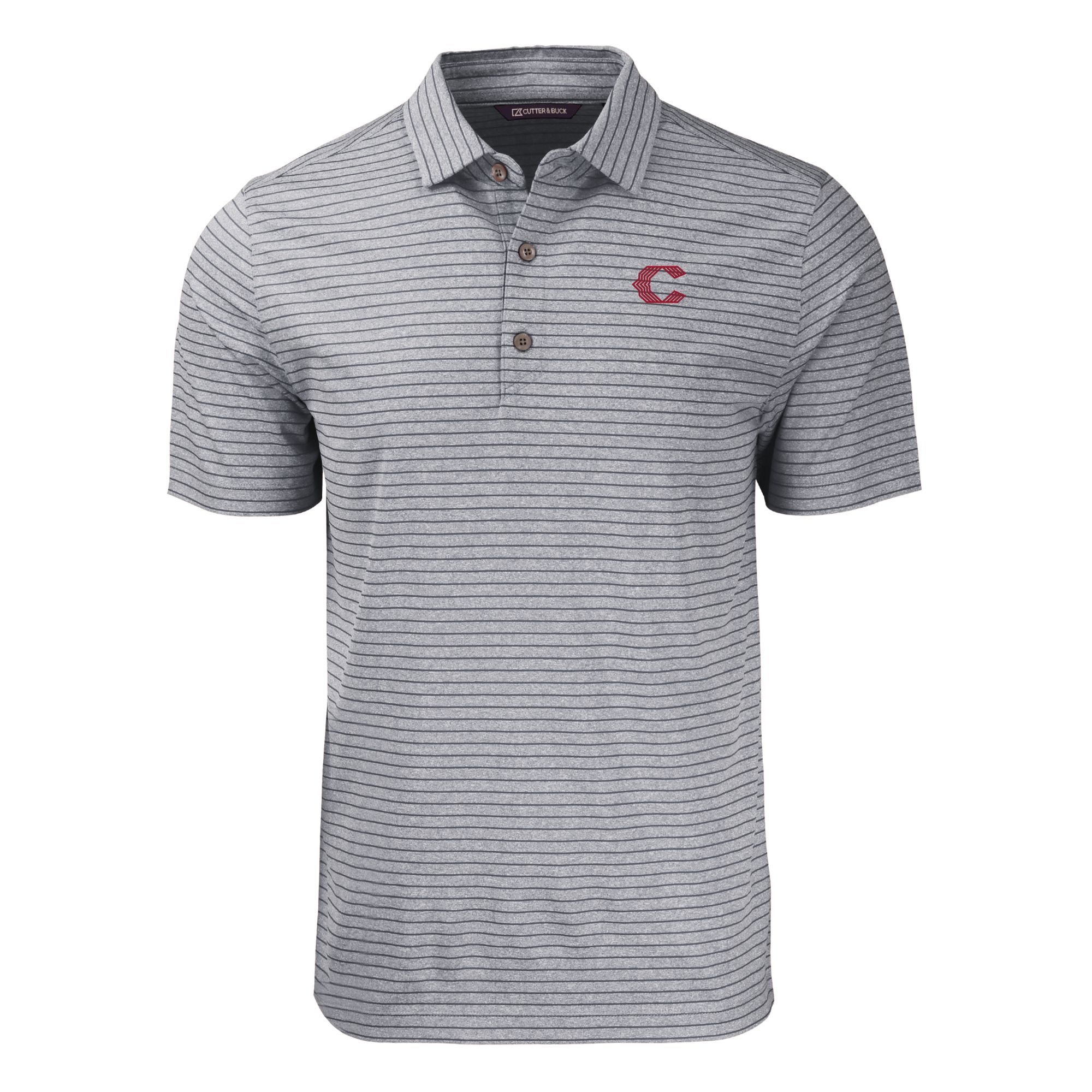 Men's Cutter & Buck Heather Black Cincinnati Reds City Connect Forge Eco Heather Stripe Stretch Recycled Polo - Image 6
