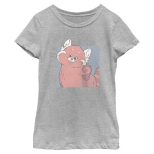 Girl's Mad Engine Heather Gray Turning Red Mei Square Graphic T-Shirt