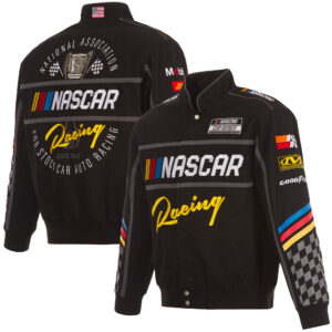 Men's JH Design  Black NASCAR  Twill Driver Uniform Full-Snap Jacket