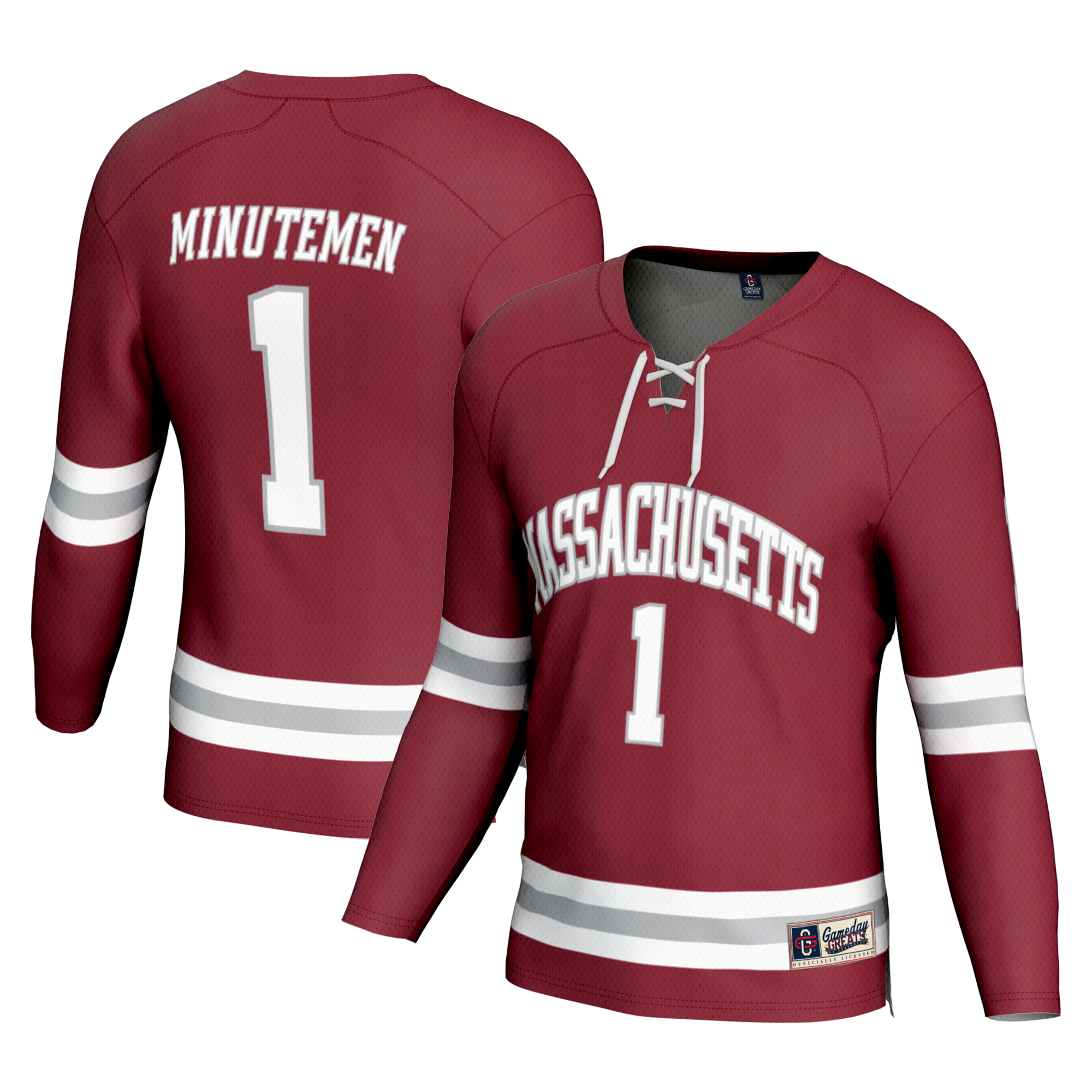 Unisex GameDay Greats #1 Maroon UMass Minutemen Hockey Fashion Jersey - Image 2