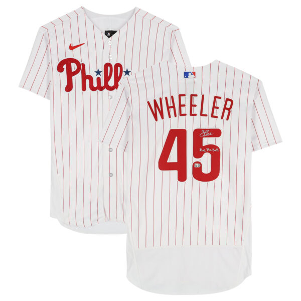 Zack Wheeler Philadelphia Phillies Autographed Nike White Authentic Jersey with "Ring The Bell" Inscription - Image 6