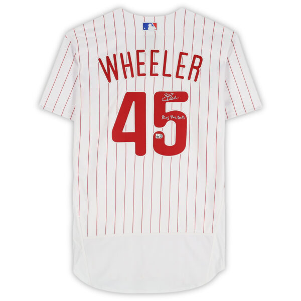 Zack Wheeler Philadelphia Phillies Autographed Nike White Authentic Jersey with "Ring The Bell" Inscription - Image 7
