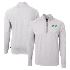 Men's Cutter & Buck Heather Gray North Dakota Adapt Eco Knit Heathered Recycled Quarter-Zip Pullover Top