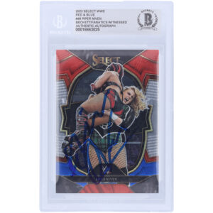 Piper Niven WWE Autographed 2023 Panini Select Red & Blue #48 Beckett Fanatics Witnessed Authenticated Card
