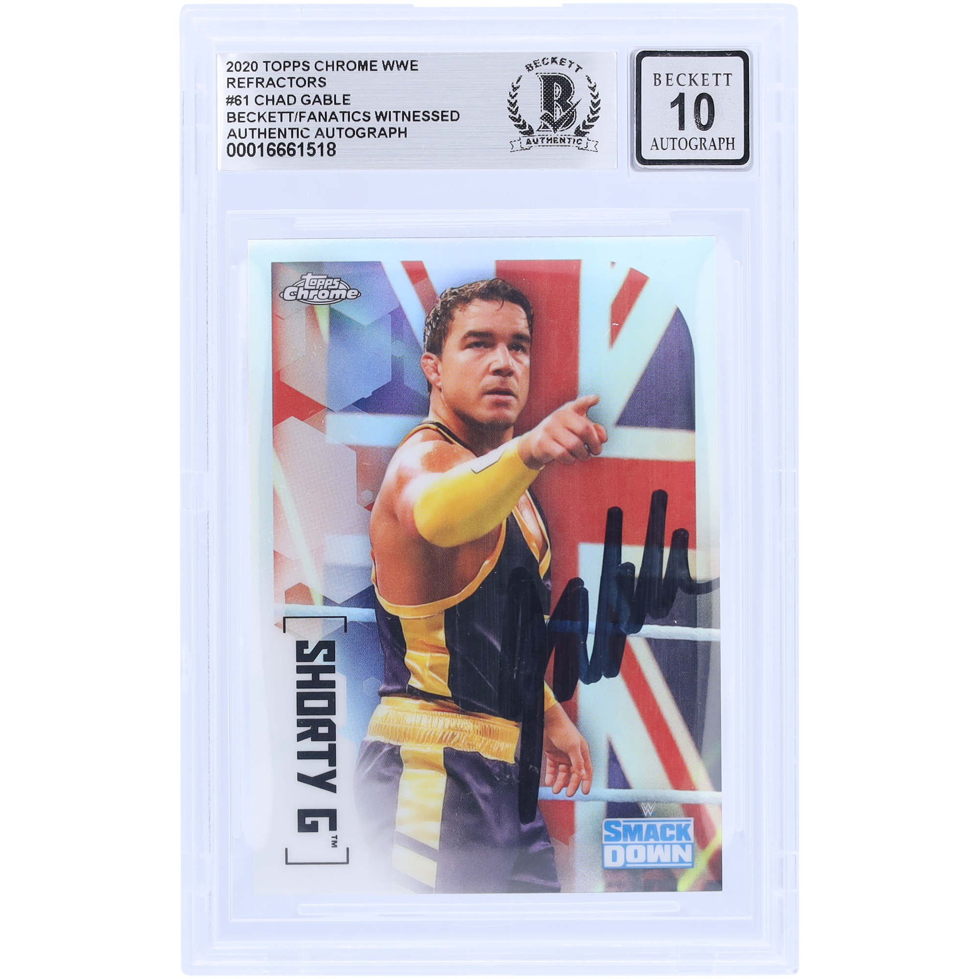 Chad Gable WWE Autographed 2020 Topps Chrome Refractors Black Ink #61 Beckett Fanatics Witnessed Authenticated 10 Card
