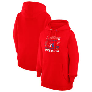 Women's G-III 4Her by Carl Banks Red Philadelphia 76ers Team Collage Graphic Fleece Pullover Hoodie