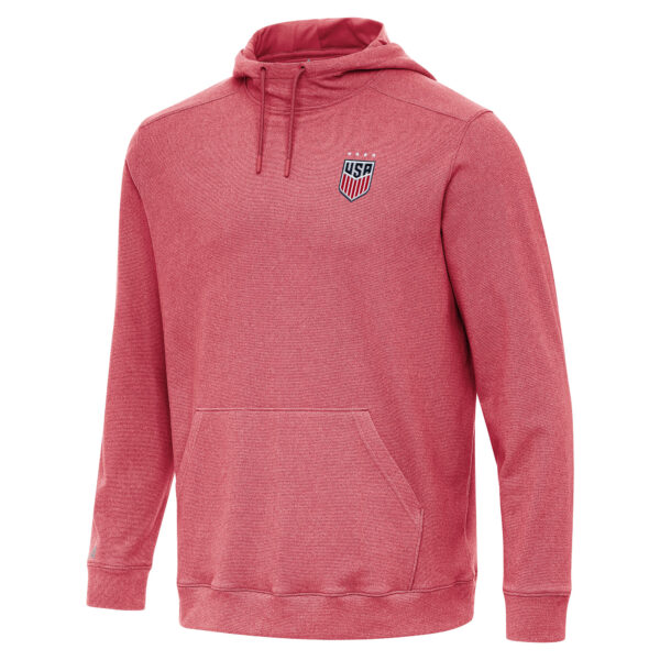 Men's Antigua Heather Red USWNT Cloud Pullover Hoodie