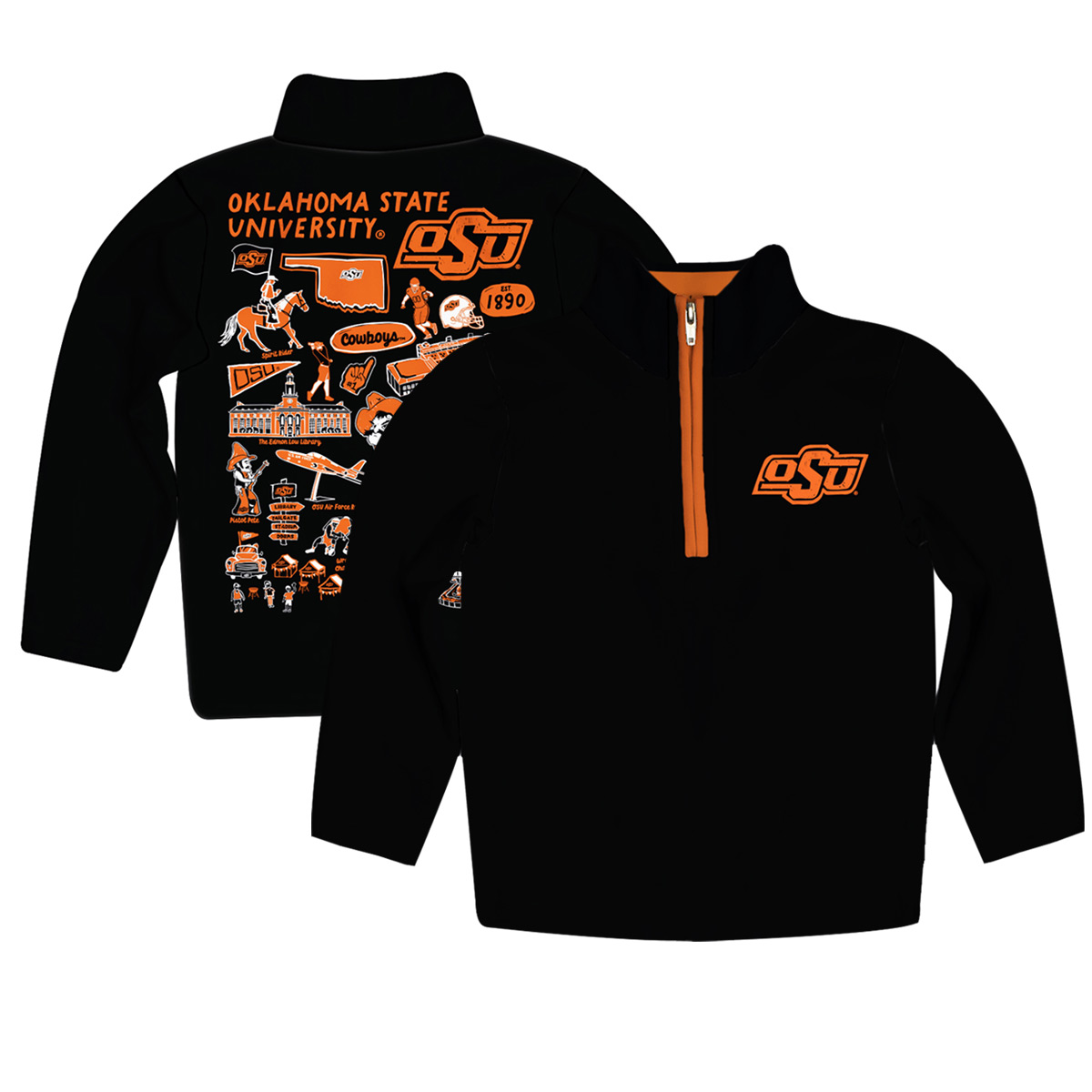 Youth Vive La Fete Black Oklahoma State Cowboys Impressions Artwork Quarter-Zip Jacket - Image 5