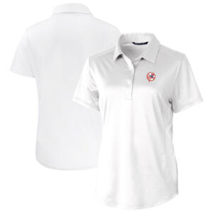 Women's Cutter & Buck White New York Yankees Cooperstown Collection DryTec Prospect Textured Stretch Polo