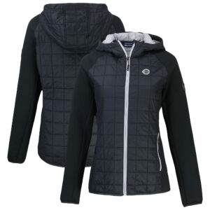 Women's Cutter & Buck Black Cincinnati Reds Rainier Primaloft Eco Full-Zip Hybrid Jacket