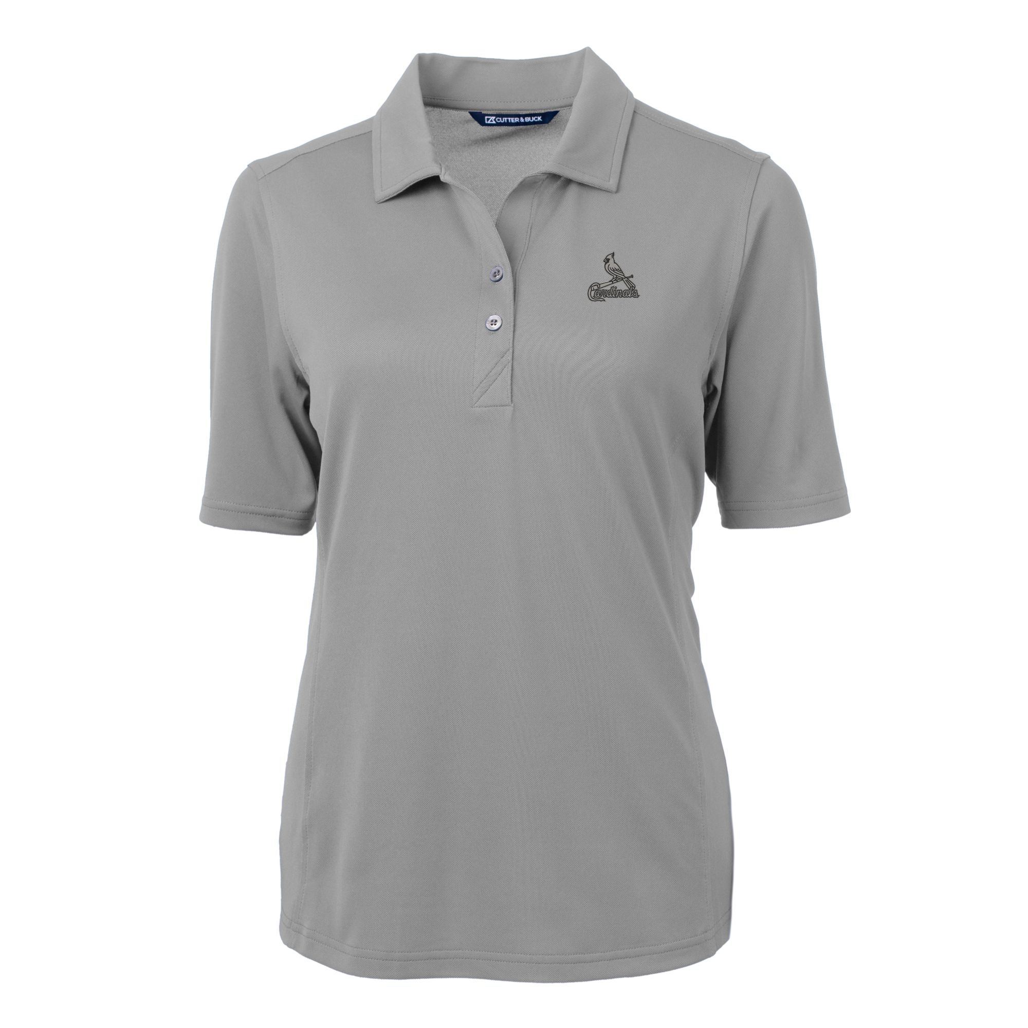 Women's Cutter & Buck Gray St. Louis Cardinals Virtue Eco Pique Recycled Polo - Image 3