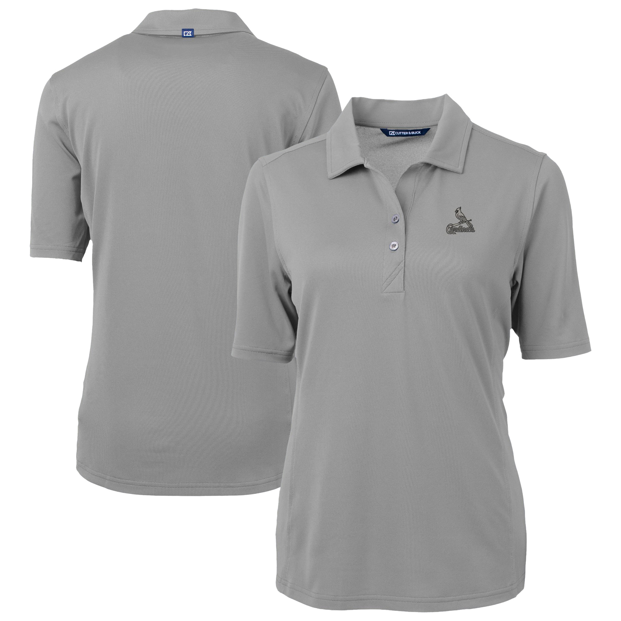 Women's Cutter & Buck Gray St. Louis Cardinals Virtue Eco Pique Recycled Polo