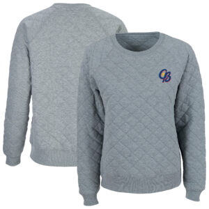 Women's Heather Gray Kannapolis Cannon Ballers Quilted Raglan Pullover Sweatshirt