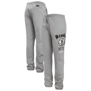 Men's Pro Standard Heather Gray Brooklyn Nets Old English Fleece Sweatpants