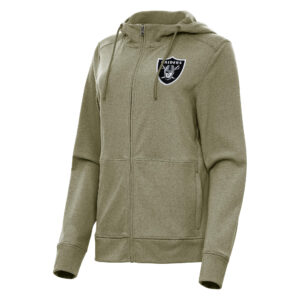Women's Antigua  Heather Olive Las Vegas Raiders Seeker Full-Zip Hoodie Jacket