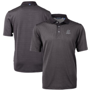 Men's Cutter & Buck Black Miami Marlins Virtue Eco Pique Micro Stripe Recycled Polo