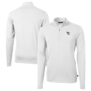 Men's Cutter & Buck White Cleveland Guardians Big & Tall Virtue Eco Pique DryTec Quarter-Zip Jacket