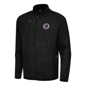Men's Antigua Heather Black New England Revolution Hold-Up Tri-Blend Full-Zip Jacket