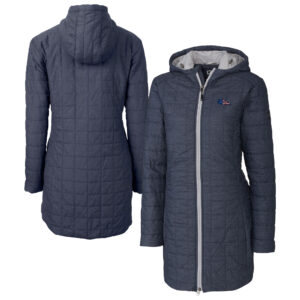 Women's Cutter & Buck Navy Denver Broncos Americana Rainier PrimaLoft® Eco Insulated Full-Zip Hoodie Long Coat