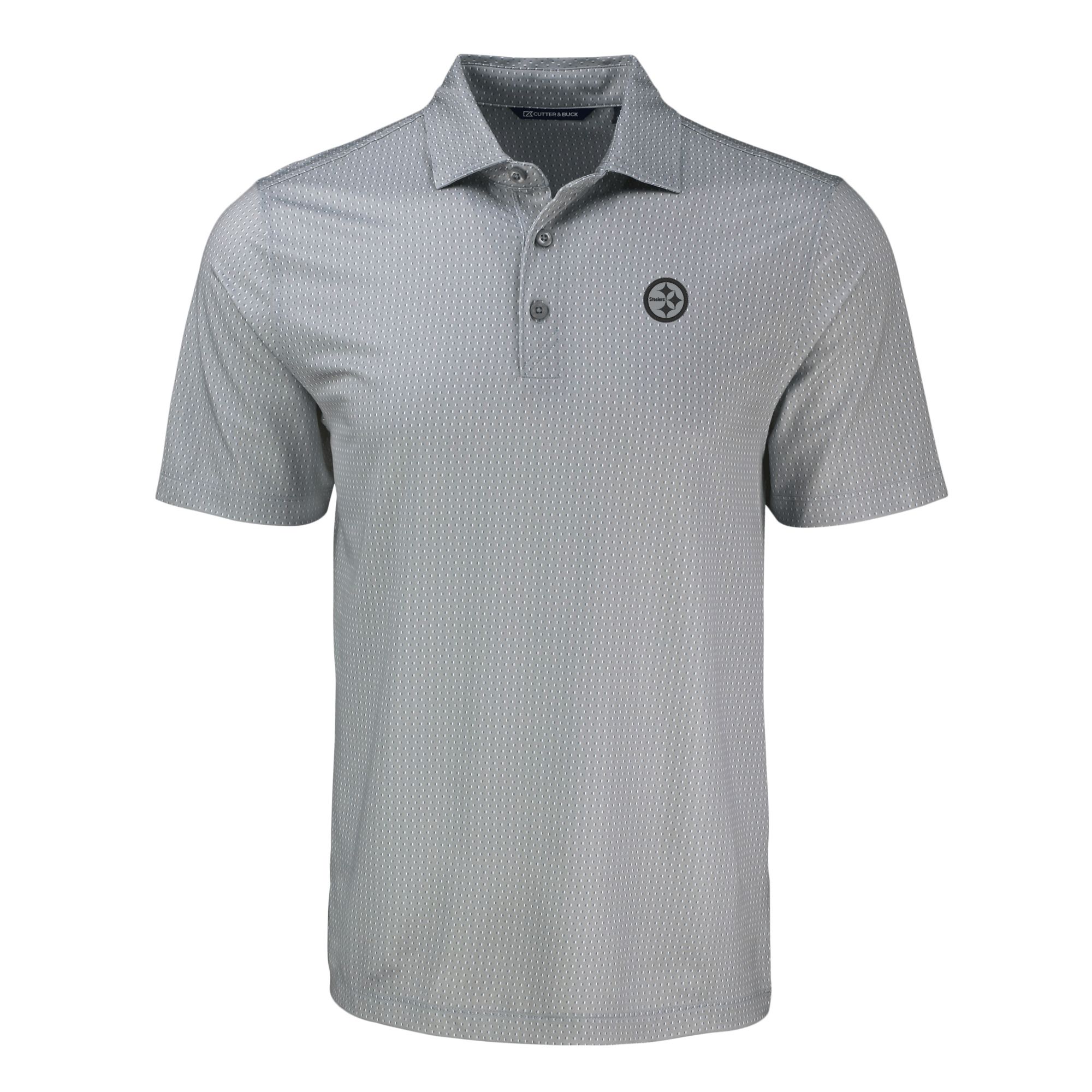 Men's Cutter & Buck Gray Pittsburgh Steelers Pike Eco Shadow Check Print Recycled Polo - Image 6