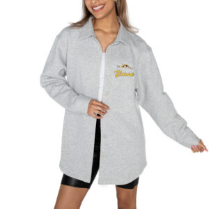Women's Gameday Couture Ash Western Michigan Broncos Foundation Full-Button Long Sleeve Overshirt