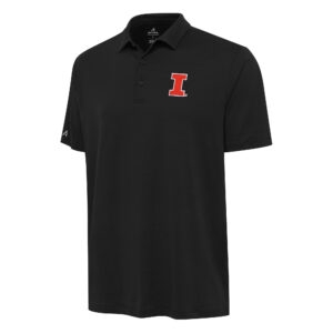 Men's Antigua Black Illinois Fighting Illini Reprocess Polo