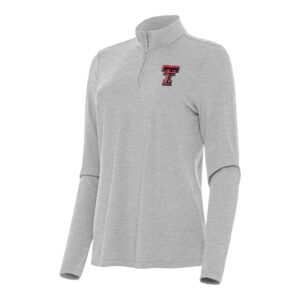 Women's Antigua  Heather Gray Texas Tech Red Raiders Bright Quarter-Zip Top
