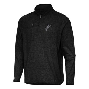 Men's Antigua Heather Black San Antonio Spurs Certain Quarter-Zip Tri-Blend Sweatshirt