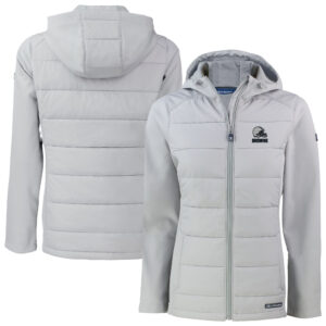 Women's Cutter & Buck  Gray Cleveland Browns Evoke Hybrid Eco Softshell Recycled Full-Zip Hooded Jacket