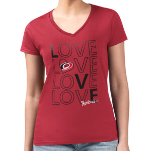 Women's G-III 4Her by Carl Banks Red Carolina Hurricanes Large Love Graphic V-Neck T-Shirt